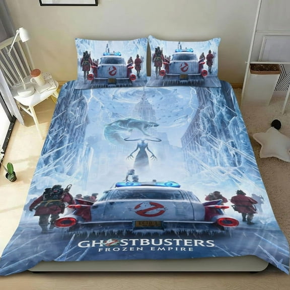 Cartoon 3 Piece Bedding Set Ghostbusters: Frozen Empire Comforter Set Cute Duvet Cover Sets Super Soft Girls Bedding Set Kids Bedroom Gifts,1 Duvet Cover with 2 Pillowcases Twin