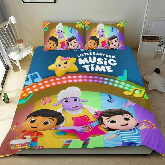 Cartoon 3 Piece Bedding Set Little Baby Bum: Music Time Comforter Set Cute Duvet Cover Sets Super Soft Girls Bedding Set Kids Bedroom Gifts,1 Duvet Cover with 2 Pillowcases Twin