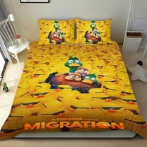 Cartoon 3 Piece Bedding Set Migration Comforter Set Cute Duvet Cover Sets Super Soft Girls Bedding Set Kids Bedroom Gifts,1 Duvet Cover with 2 Pillowcases Twin