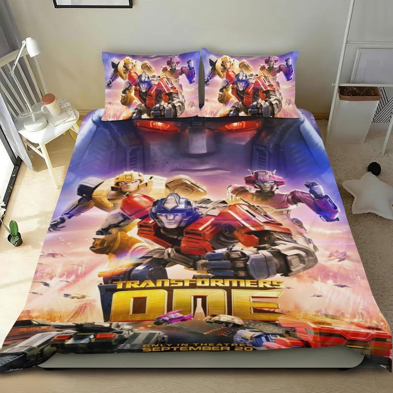 Cartoon 3 Piece Bedding Set Transformers One Comforter Set Cute Duvet ...