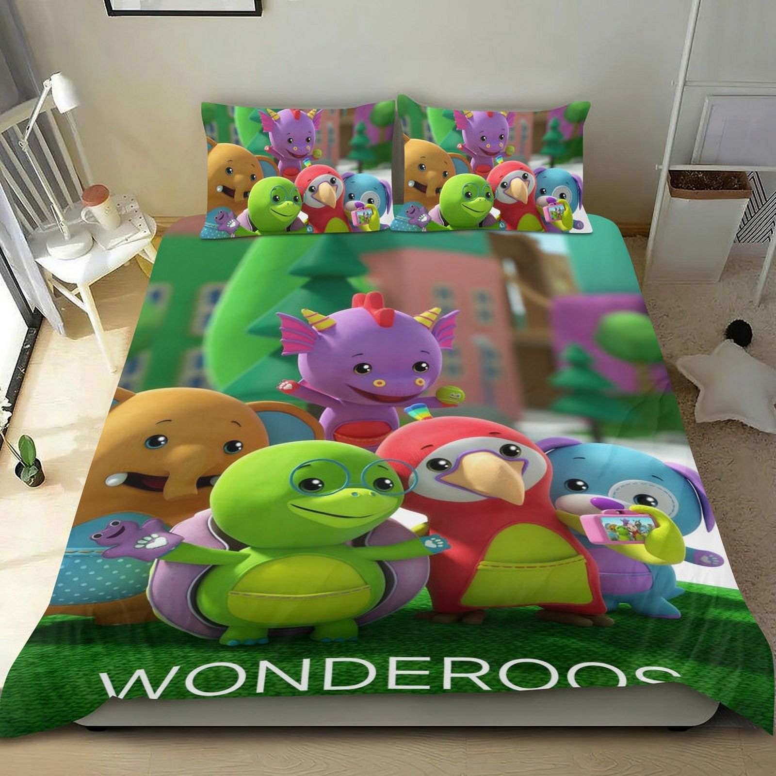 Cartoon 3 Piece Bedding Set Wonderoos Comforter Set Cute Duvet Cover ...