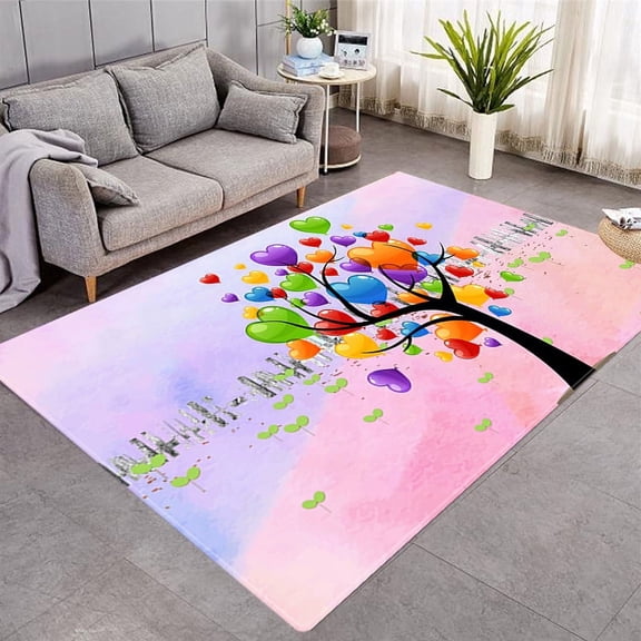 Cartoon 3D Printing Colorful Living Room Area Rug Kids Bedroom Anti-slip Playing Rug Doorm