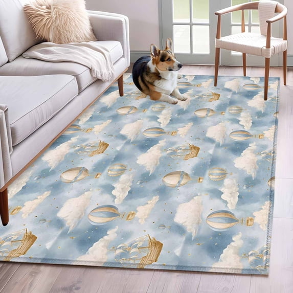 Cartoon 4'x6' Rug for Dining Table for 4 People Under Table, Watercolor ...