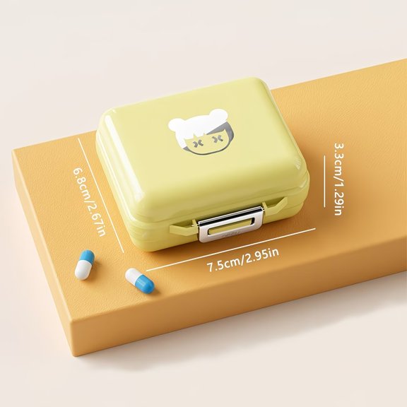 Cartoon 7 Grid Pill Organizer for Daily Vitamins Travel Medicine Box