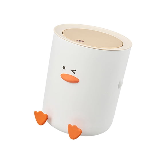 Cartoon ABS Trash Can With Press Lid, Compact Decorative Waste Bin For Small Spaces In Bedroom Kitchen Bathroom
