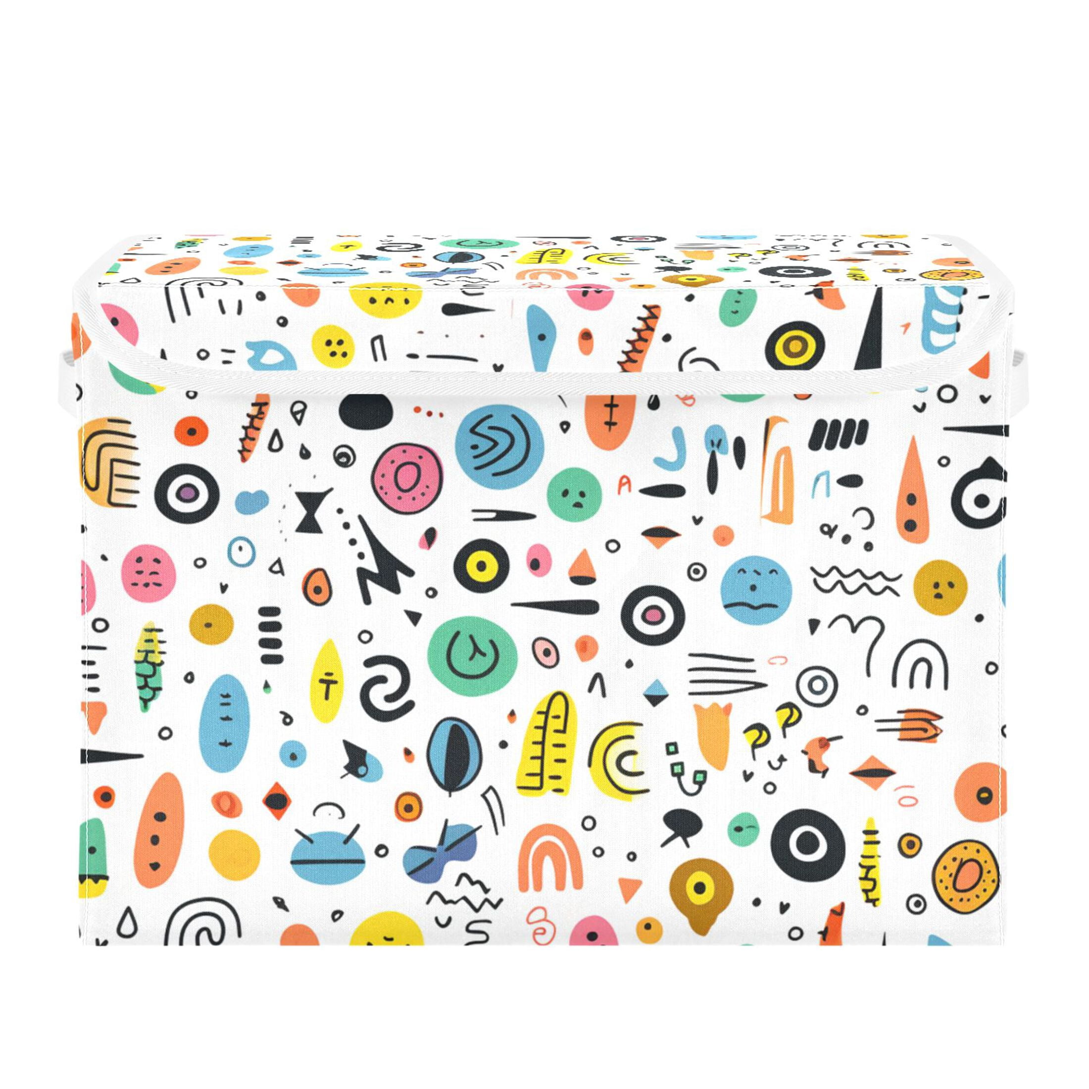 Cartoon Abstract Punctuations Hand Drawn Foldable Storage Bin with Lid ...