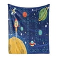 thumbnail image 1 of Cartoon Activity Soft Flannel Fleece Throw Blanket, Colorful Space Activity Board Interplanetary Travel Racing in Cosmos, Cozy Plush for Indoor and Outdoor Use, 50" x 60", Multicolor, by Ambesonne, 1 of 5