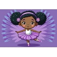 thumbnail image 1 of Cartoon African American Girl Ballerina with Purple Tutu & Purple Background Edible Icing Image Cake Topper, by Tnct., 1 of 4