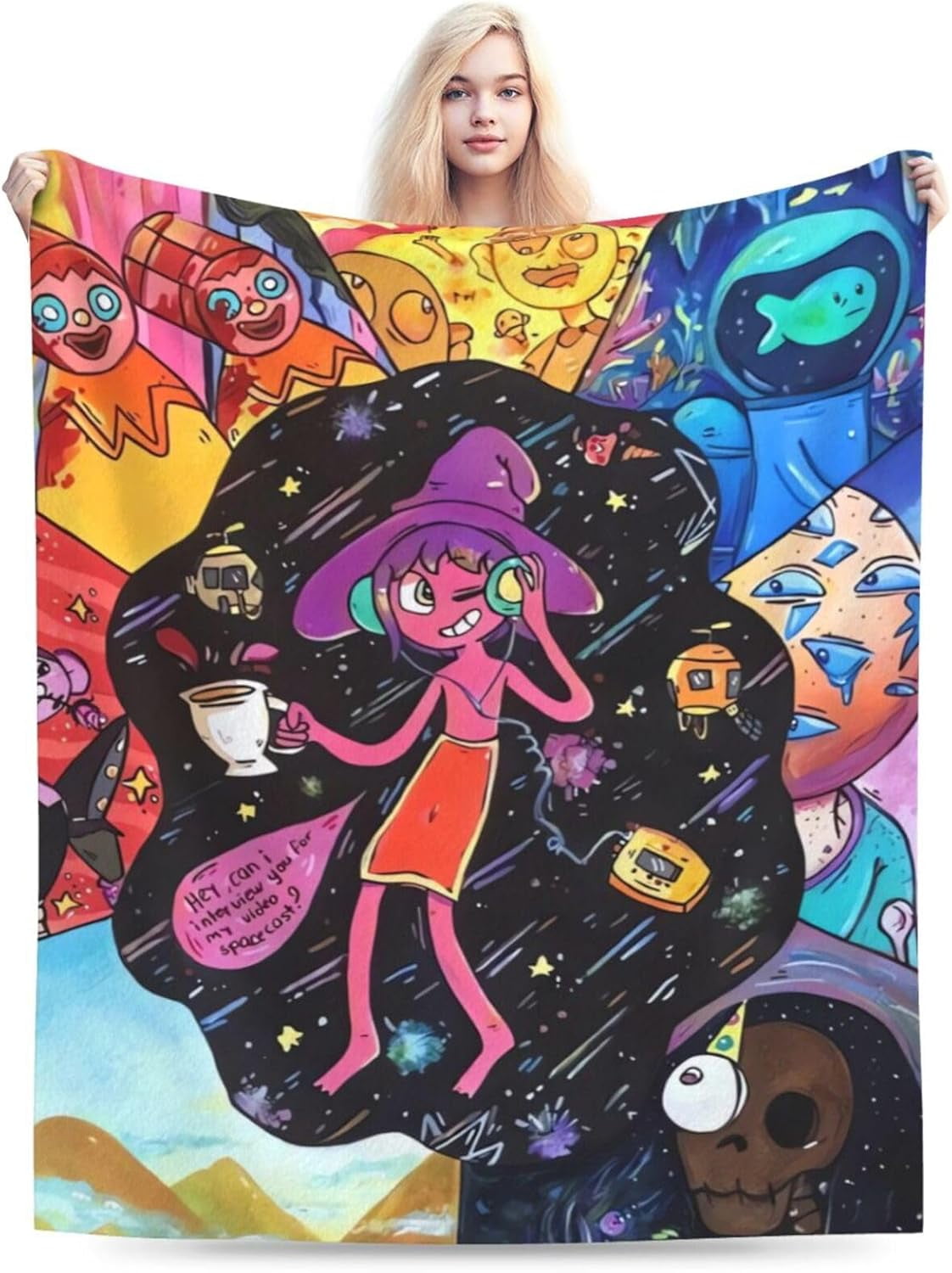 Cartoon Air Conditioner Anime Cotton Throw Blanket Funny Flannel