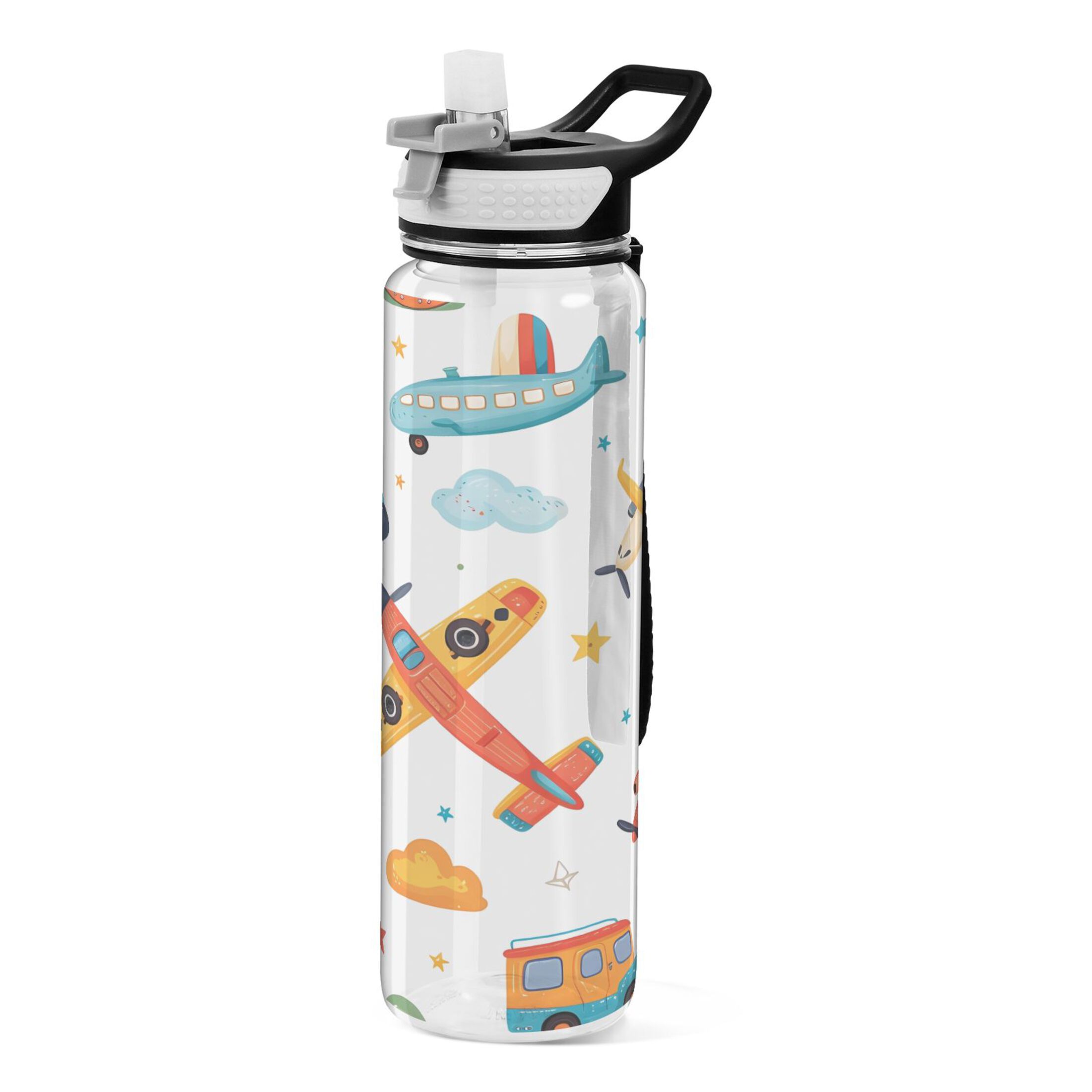 Landofgenie Straw Water Bottle, 28 Oz, Adjustable Strap & Portable