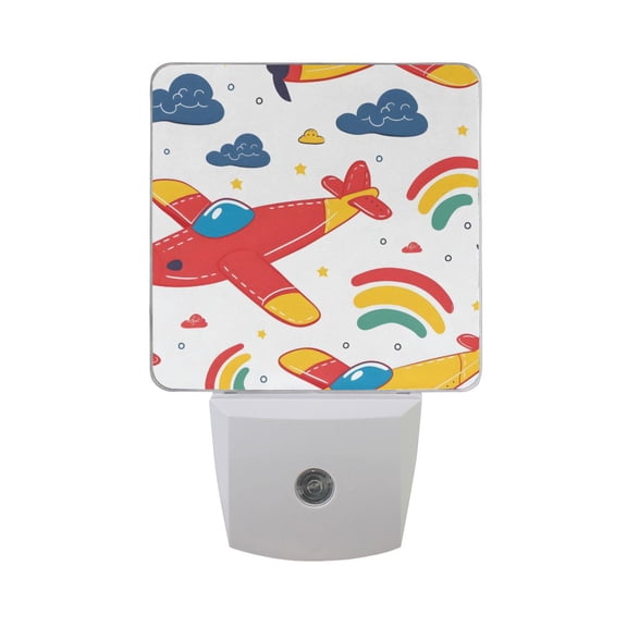 Cartoon Airplane Night Light 2 Pack LED Nightlight Plug into Wall Dusk to Dawn Sensor Soft White