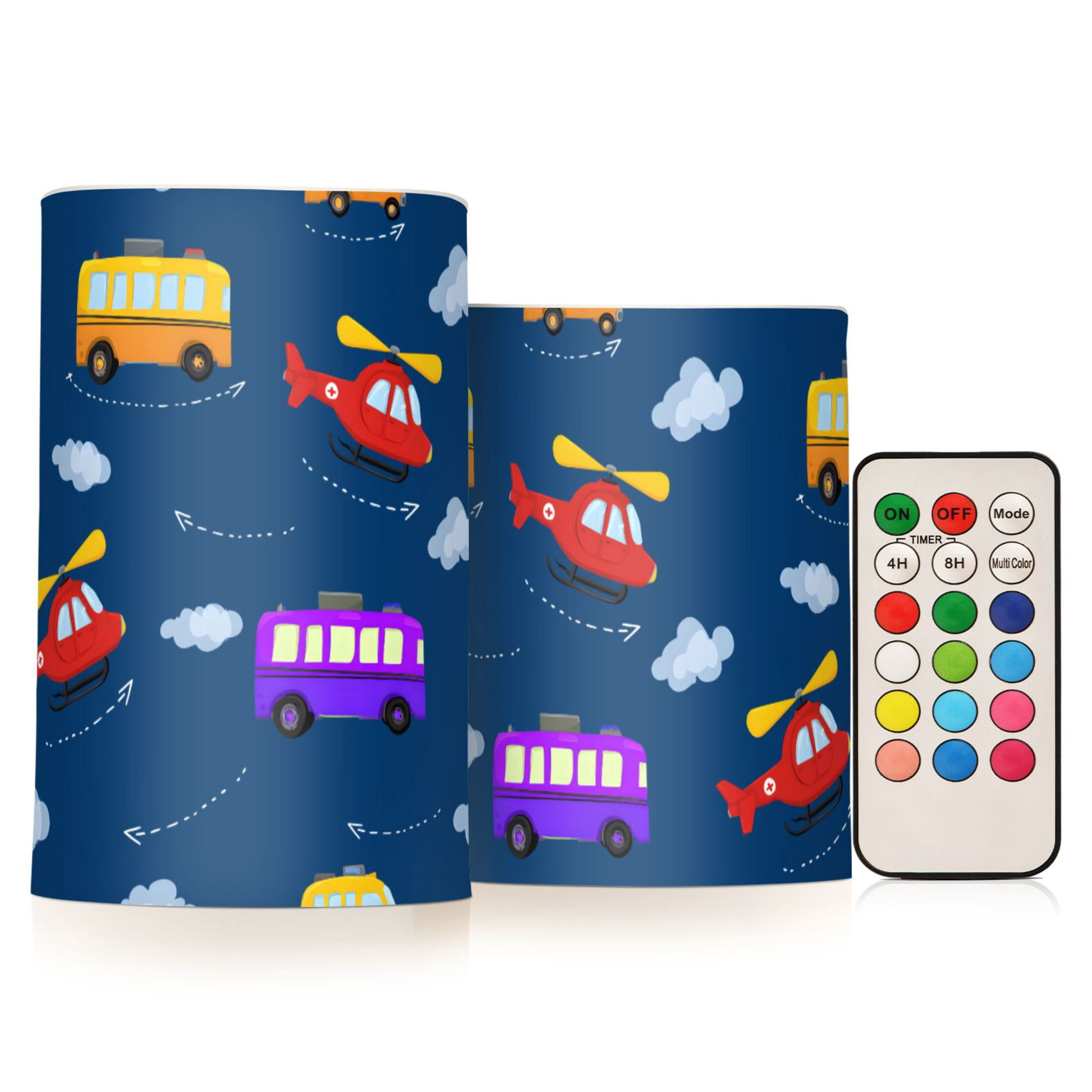 Cartoon Airplane and Car Pattern Flameless LED Candle Set with Remote ...