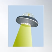 Cartoon Alien Drives A Flying Saucer Poster Wall Art, Modern Wall Decor For Living Room Bedroom, 12x18 UNFRAMED