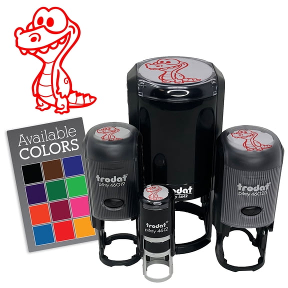 Cartoon Alligator Crocodile Overbite Silly Funny Self-Inking Rubber Stamp for Stamping Ink Stamper Crafting Planners - 1/2 Inch Mini - Black Ink