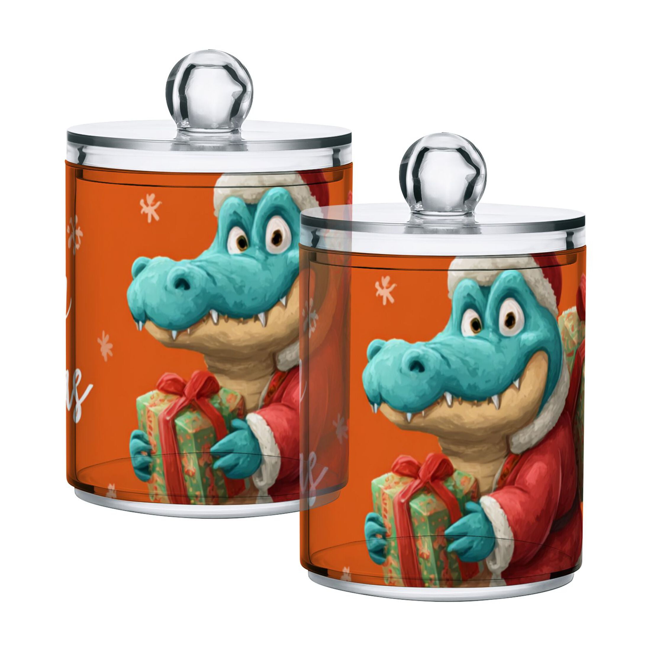 Cartoon Alligator Crocodile with Christmas Gift Translucent Plastic ...