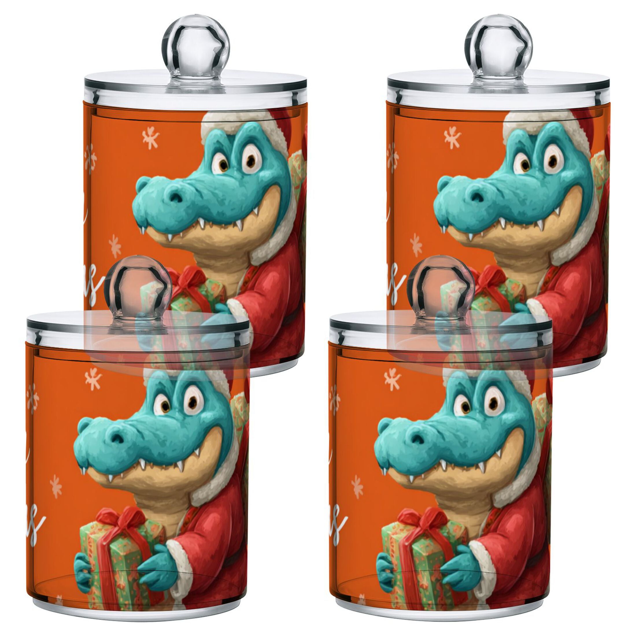 Cartoon Alligator Crocodile with Christmas Gift Translucent Plastic ...