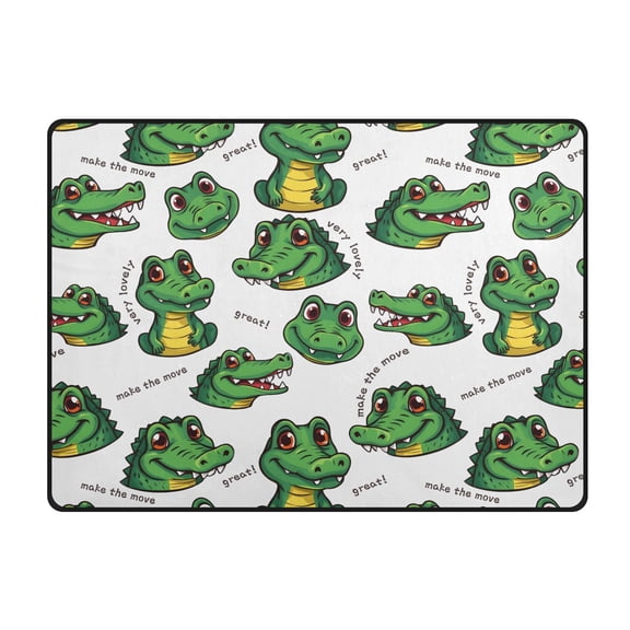 Cartoon Alligator Pattern Area Rug 63x48 Inch Non Slip Absorbent Soft for Bedroom Entryway