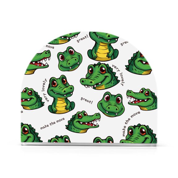 Cartoon Alligator Pattern Napkin Holder Acrylic Napkin Dispenser Clear Modern Tabletop for Kitchen Counter