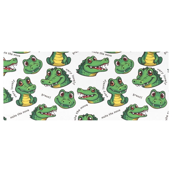 Cartoon Alligator Pattern Stretch Fitted Tablecloth 2.5x6ft Elastic Wrinkle Resistant Cover