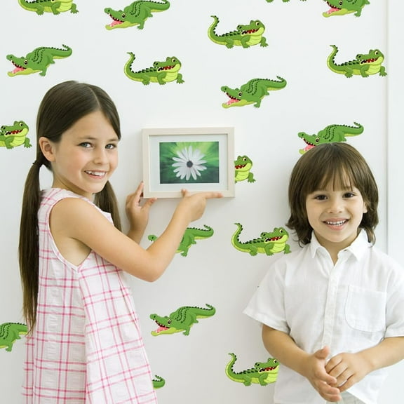 Cartoon Alligator Wall Sticker Cartoon Animal Wall Decals Kid's Wall Stickers Peel and Stick Large Vinyl Wall Stickers for Playrooms Bedrooms Nursery Classroom DIY