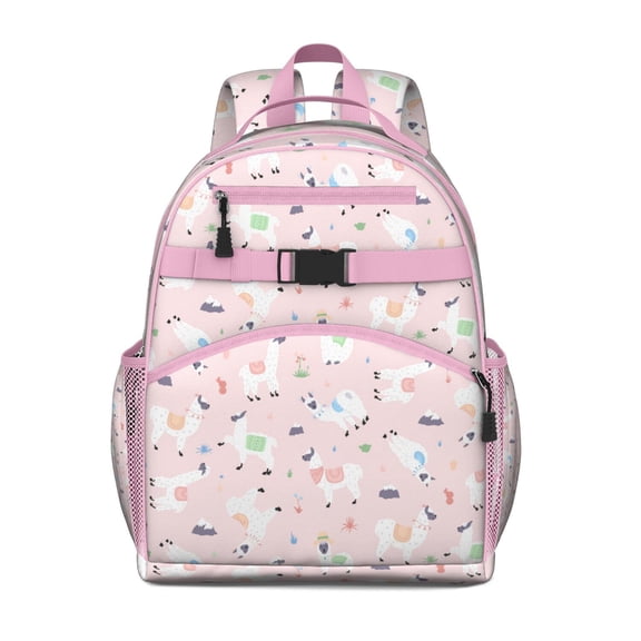 Cartoon Alpaca Funny Backpack - Adjustable Daily Commuter Bag with Spine Protection, Waterproof Fabric & Side Mesh Pockets