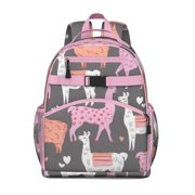 Cartoon Alpaca Funny Backpack - Adjustable Daily Commuter Bag with Spine Protection, Waterproof Fabric & Side Mesh Pockets