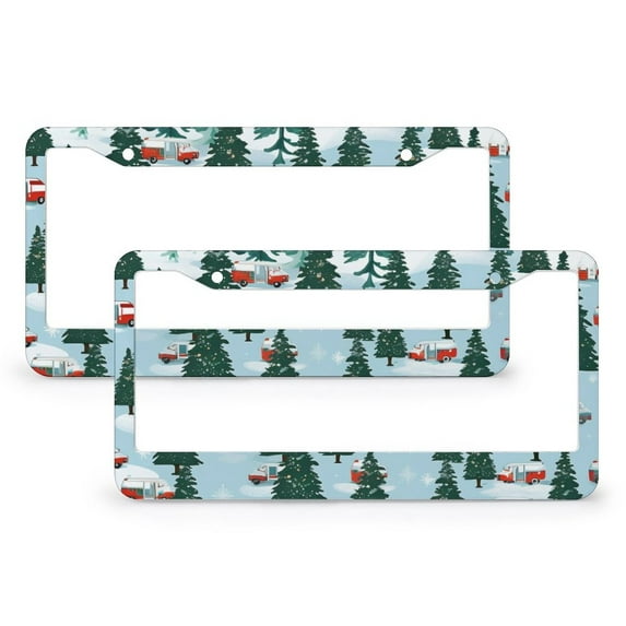Cartoon Ambulance Christmas Tree License Plate Frames 2 Pack Cartoon Car License Plate Cover License Plate Novelty License Plate Frame for Girl Women Men Vehicles Metal License Plate Frame