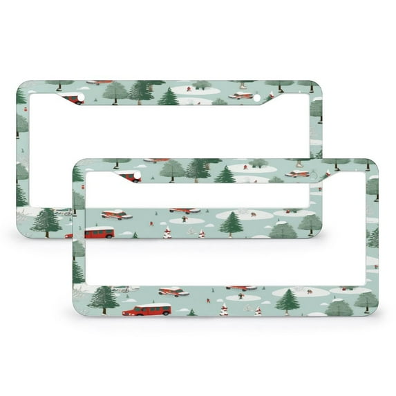 Cartoon Ambulance Christmas Tree License Plate Frames 2 Pieces Children's Boy Girl Cute Cartoon Ambulance Bus Print Car Tags Frames Holder for Men/Women 2 Hole Stainless Aluminum License Plate Frame