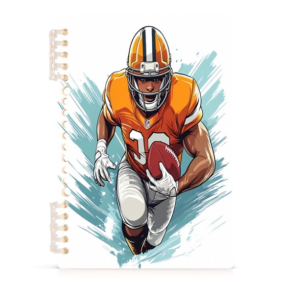 Cartoon American Football Player Notebooks 1-subject Journal 60 Sheets A5 College Ruled Paper Detachable Ring 8.3"x5.7"