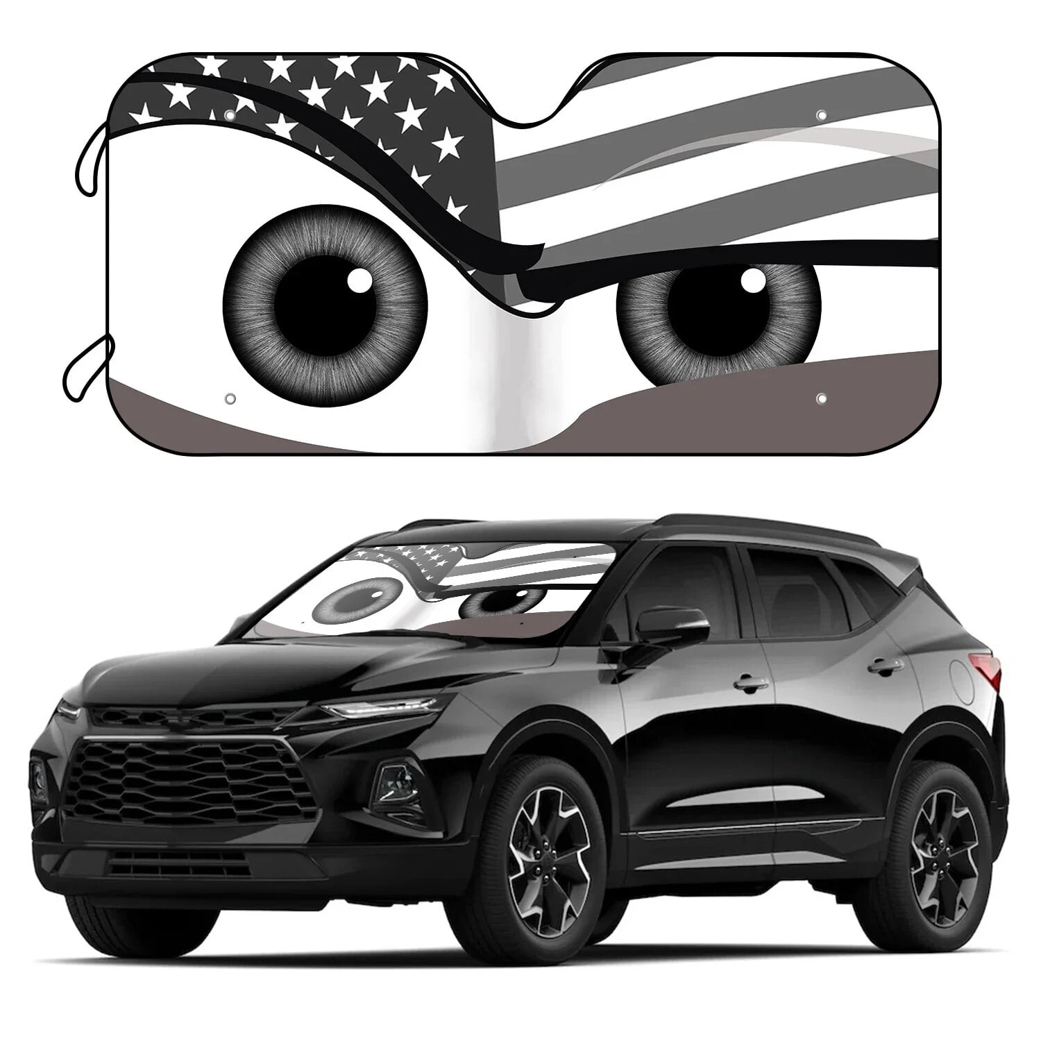 Cartoon Angry Eyes Novelty Windshield Sunshade Cartoon Foils Car Window