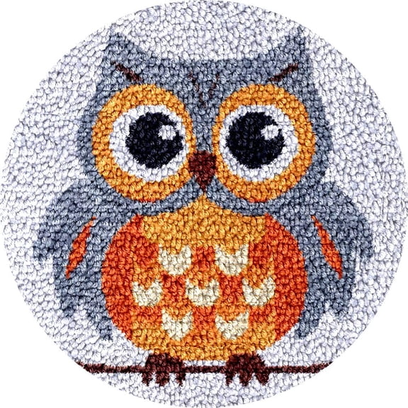 Cartoon Aniaml Cute Owl Latch Hook kits Rug Color printed Round Shape DIY Crochet Yarn Embroidery Needlework Hook and Latch Kit Carpet Cushion Home Christmas Decor 50x50cm(3)