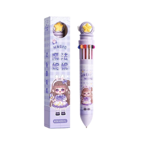 Cartoon Animal Ballpoint Pen 0.5mm Multicoloured Pen 10/12 Colors Retractable Ballpoint Pen Writing Tool