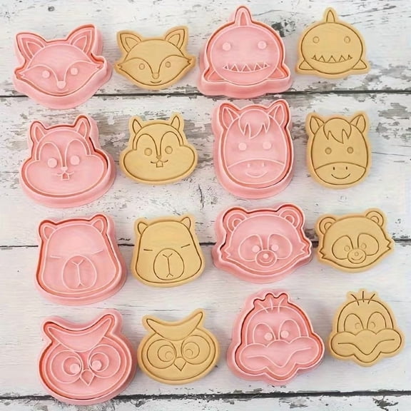Cartoon Animal Cookie Biscuit Cutters Mold Frosting Baking Mold 3D Embossing Tool Set