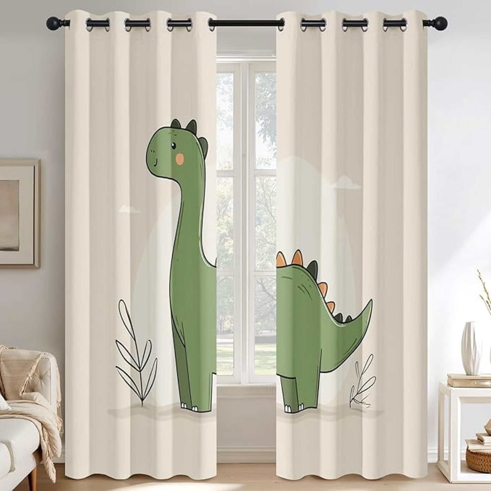 Cartoon Animal Curtains For Bedroom Living Room, Kids Boys Cute Dinosaur Blackout Curtains, Cartoon Dino Thermal Insulated Grommet Drapes & Home Decor 42"W x 63"L (Pack of 2)
