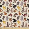 thumbnail image 1 of Ambesonne Cartoon Animal Fabric by the Yard Upholstery, Friendly Jungle, 2 Yards, Multicolor, 1 of 4