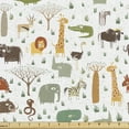 thumbnail image 1 of Ambesonne Cartoon Animal Fabric by the Yard Upholstery, Grunge African, 1 Yard, Multicolor, 1 of 4