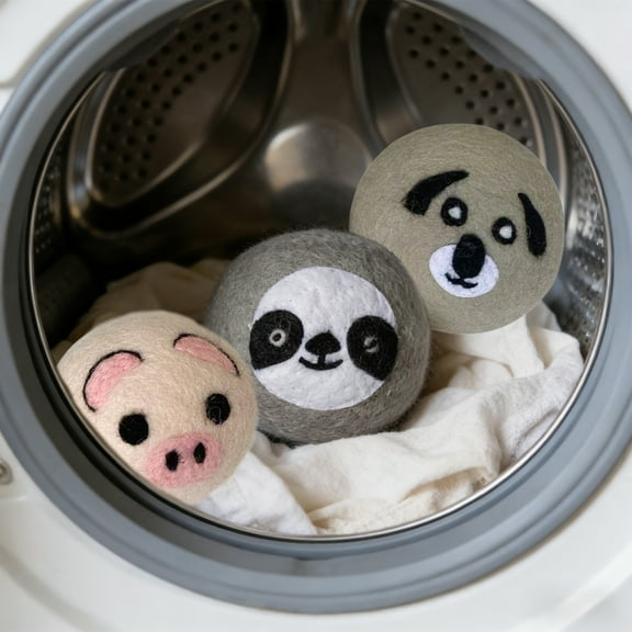 Cartoon Animal Figure Wool Dryer Balls,Organic Reusable Fabric Softener Alternative for Laundry,Safe & Hypoallergenic, Reduce Wrinkles & Shorten Drying Time,Reduce Statics Electricity For Home