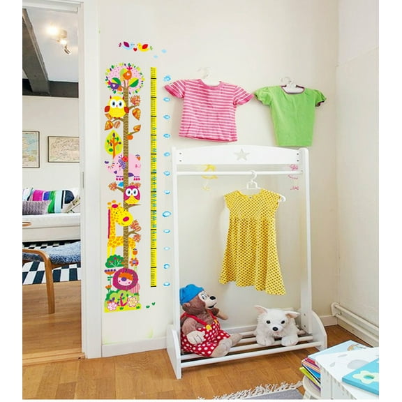 Cartoon Animal Height Stickers for Kids - DIY PVC Removable Transparent Film Self-Adhesive Wall Decal Mural Art for Living Room, Bedroom, Kids Room, Nursery, TV, and Sofa Background Decor