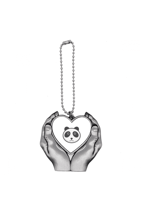Cartoon Animal Lovely Panda Mildness Car Keychain Heart Pendant Ornament Charm