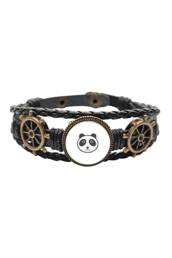 Cartoon Animal Lovely Panda Mildness Leather Braided Ocean Bracelet Wristband
