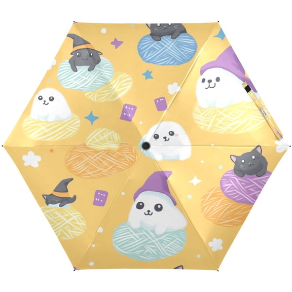 Cartoon Animal Patterns Umbrellas for Sun Auto Open Close UV50+ Waterproof 5-Fold Compact Fiberglass Frame