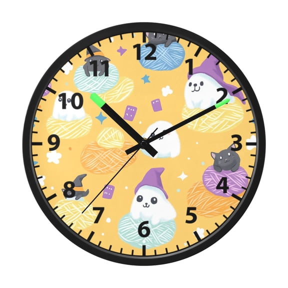 Cartoon Animal Patterns Wall Clock 12 Inch Voice Activated Night Light Silent Non Ticking