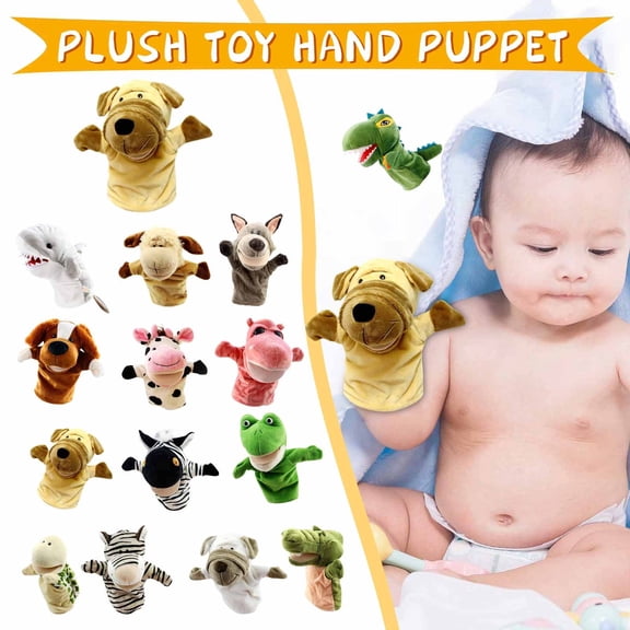 Cartoon Animal Plush Hand Puppets With Movable Hands For Parent-Child Play And Imaginative Storytelling, Made Of Super Soft Pp Cotton Safe For Kids To Play And Hug, Promote Fine