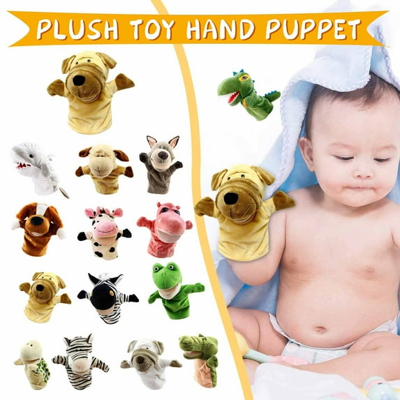 Cartoon Animal Plush Hand Puppets With Movable Hands For Parent-Child Play And Imaginative Storytelling, Made Of Super Soft Pp Cotton Safe For Kids To Play And Hug, Promote Fine