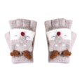Cartoon Animal Print Knitted Warm Convertible Flip Mittens Top