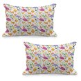 thumbnail image 1 of Cartoon Animal Quilted Pillowcover Set of 2, Love of Nature Theme Pattern with Exotic Zoo Comic Characters, Standard Queen Size Pillow Cover for Bedroom, 30" x 20", Multicolor, by Ambesonne, 1 of 1