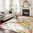 thumbnail image 1 of Cartoon Animal Rose Area Rugs 5x7 ft Cute Lion Elephant Giraffe Zebra Flower Mushroom Washable Rug Non Slip Indoor Carpet Absorbent Floor Mat for Living Room Bedroom Dining Room, 1 of 9