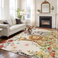 thumbnail image 1 of Cartoon Animal Rose Area Rugs 5x7 ft Retro Cute Lion Elephant Giraffe Zebra Mushroom Washable Rug Non Slip Indoor Carpet Absorbent Floor Mat for Living Room Bedroom Dining Room, 1 of 9