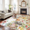 thumbnail image 1 of Cartoon Animal Rose Large Area Rugs 5x8 ft Cute Deer Fox Squirrel Owl Flower Mushroom Flower Washable Rug Non Slip Indoor Carpet Absorbent Floor Mat for Living Room Bedroom Dining Room, 1 of 9