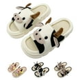 thumbnail image 1 of Cow Slippers, House Slippers For Women/Men Indoor, Cute Slippers Cartoon Animal Fluffy Cotton Linen Comfortable Bedroom Kawaii Cloud Slides, 1 of 8